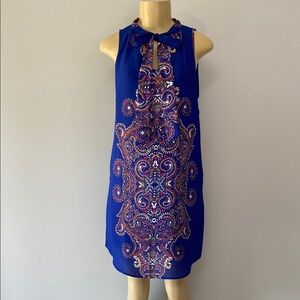 Allison Joy Evereve Blue Sleeveless Dress with Paisley Pattern Size S
